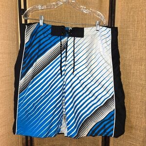 Men's Joe Boxer Blue and White Striped Men's Swim Shorts Size XXL